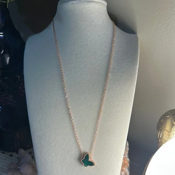 Malachite Butterfly Pendant Necklace - Picture 6 of 8